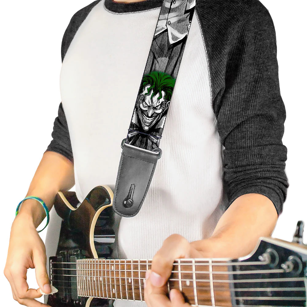 Buckle-Down Guitar Strap Joker Laughing Poses Black White Green