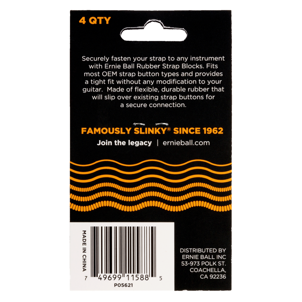 Ernie Ball Strap Blocks 4 Pack Orange
