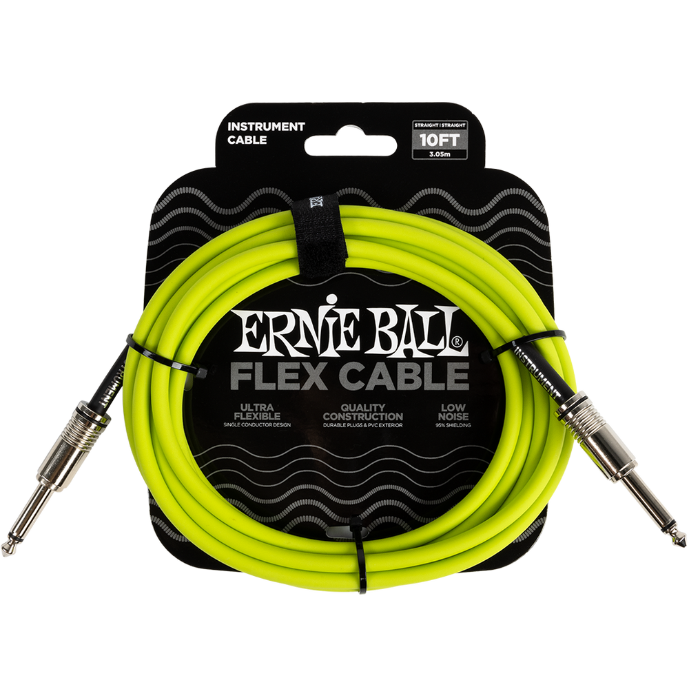 Ernie Ball Flex Instrument Cable Straight/Straight 10ft/3m Green