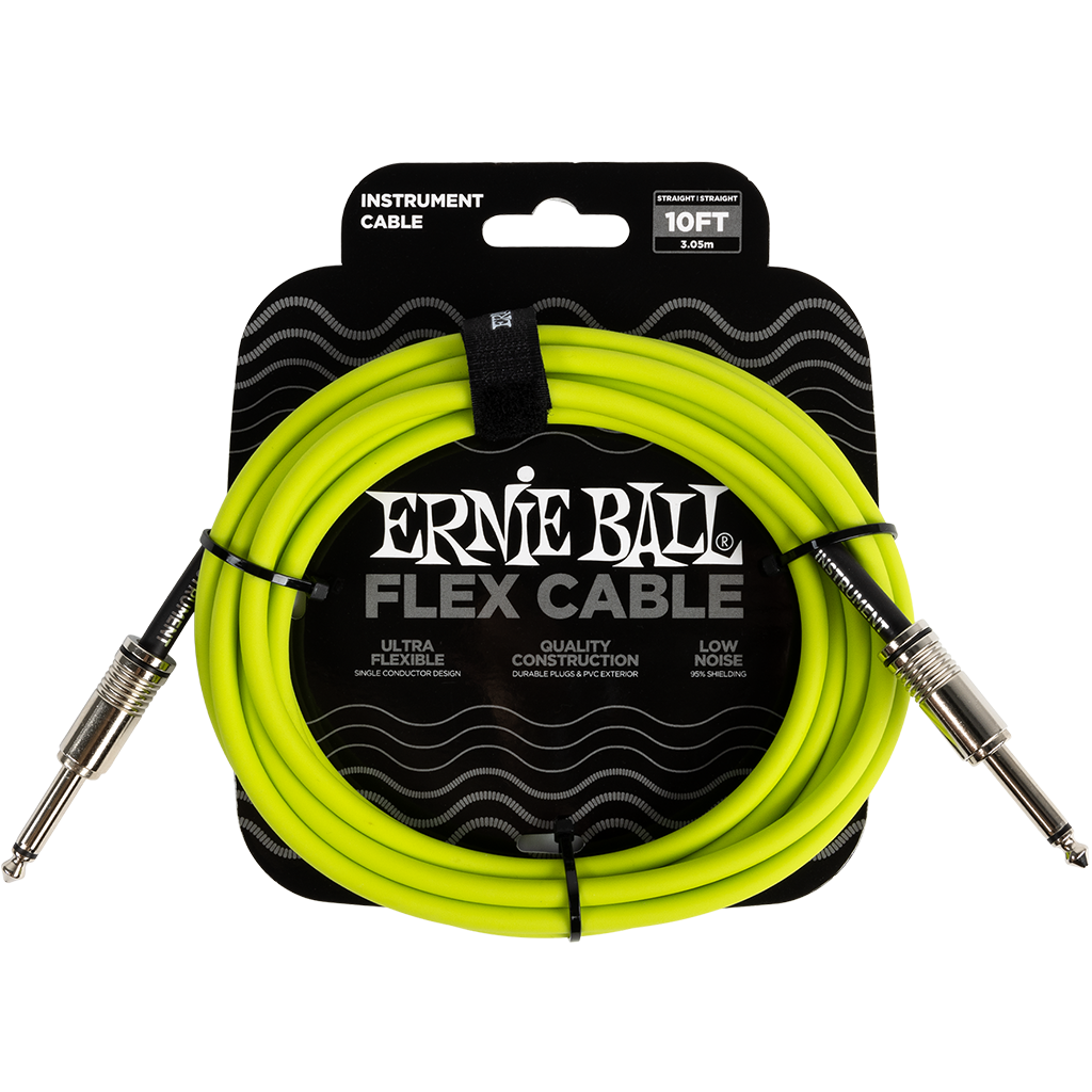Ernie Ball Flex Instrument Cable Straight/Straight 10ft/3m Green
