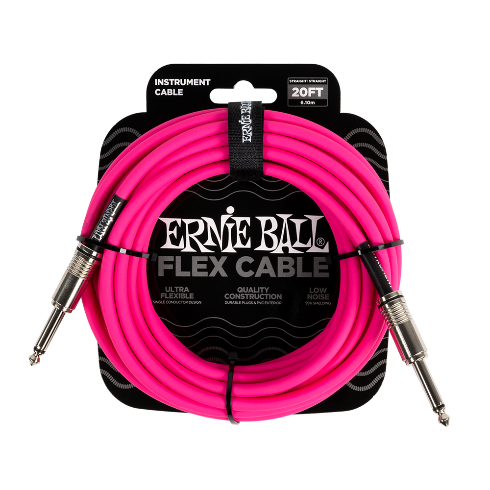 Ernie Ball Flex Instrument Cable Straight/Straight 20ft/6m Pink