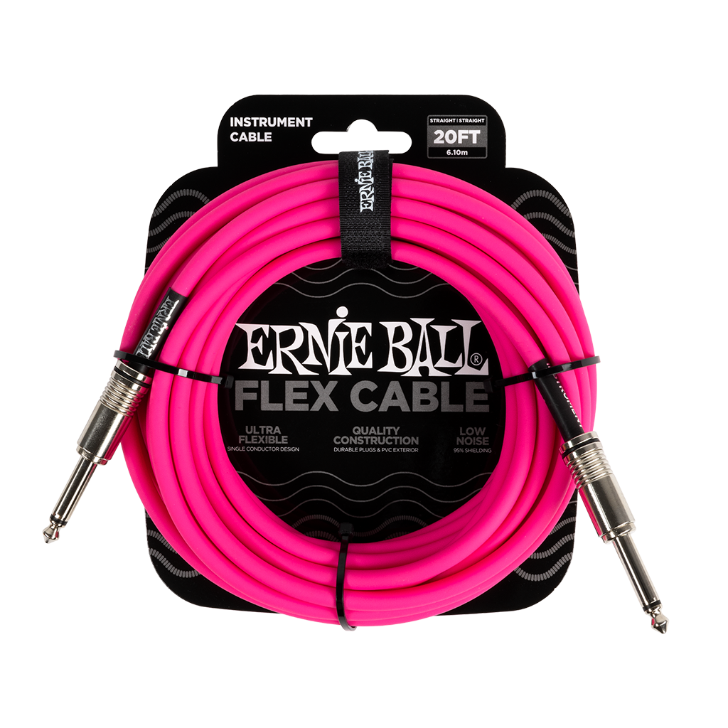 Ernie Ball Flex Instrument Cable Straight/Straight 20ft/6m Pink