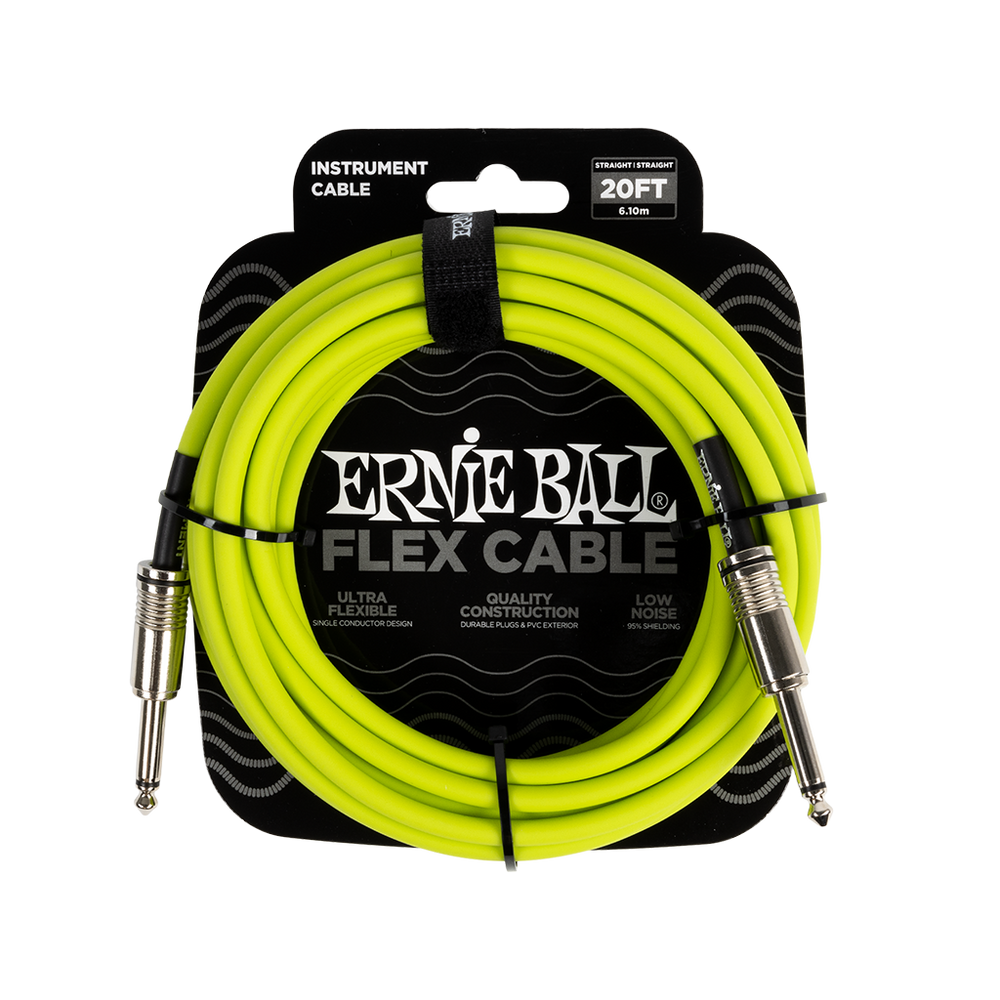Ernie Ball Flex Instrument Cable Straight/Straight 20ft/6m Green