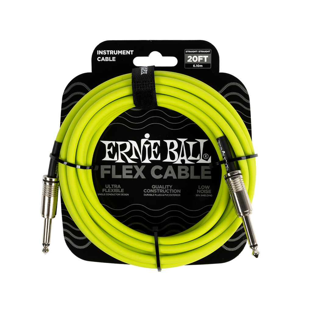 Ernie Ball Flex Instrument Cable Straight/Straight 20ft/6m Green