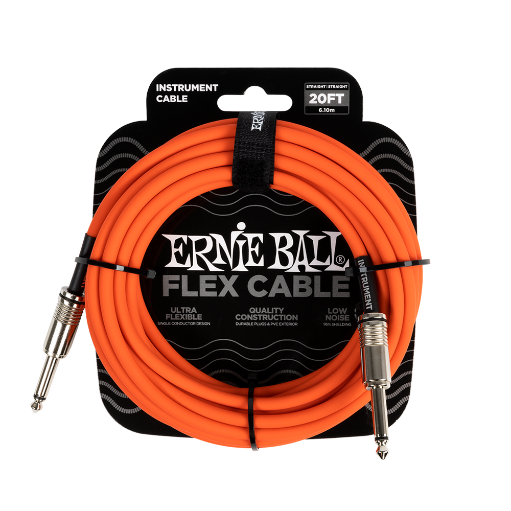 Ernie Ball Flex Instrument Cable Straight/Straight 20ft/6m Orange