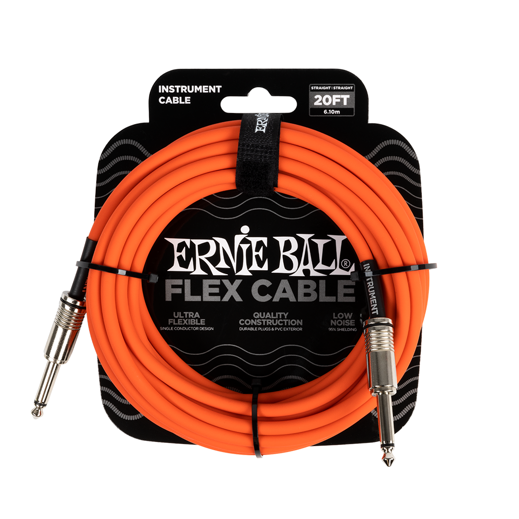 Ernie Ball Flex Instrument Cable Straight/Straight 20ft/6m Orange