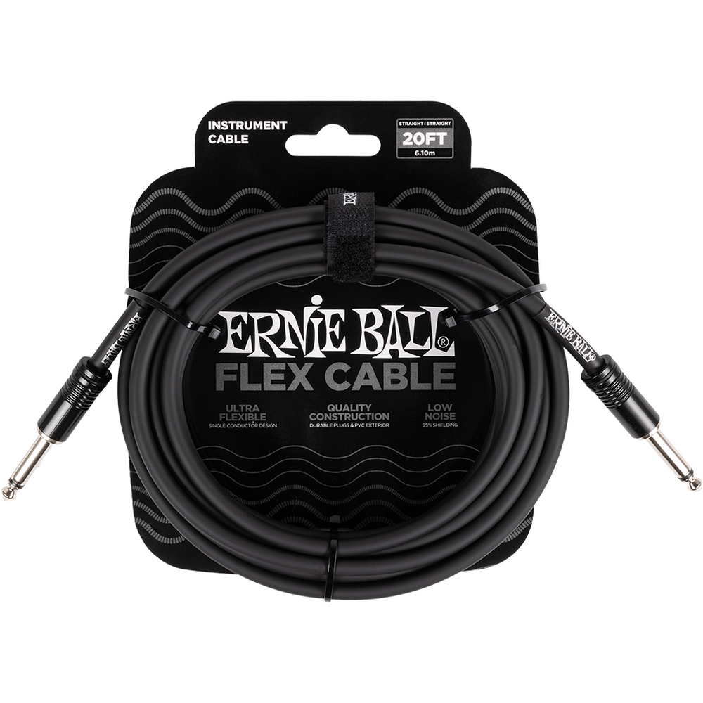 Ernie Ball Flex Instrument Cable Straight/Straight 20ft/6m Black