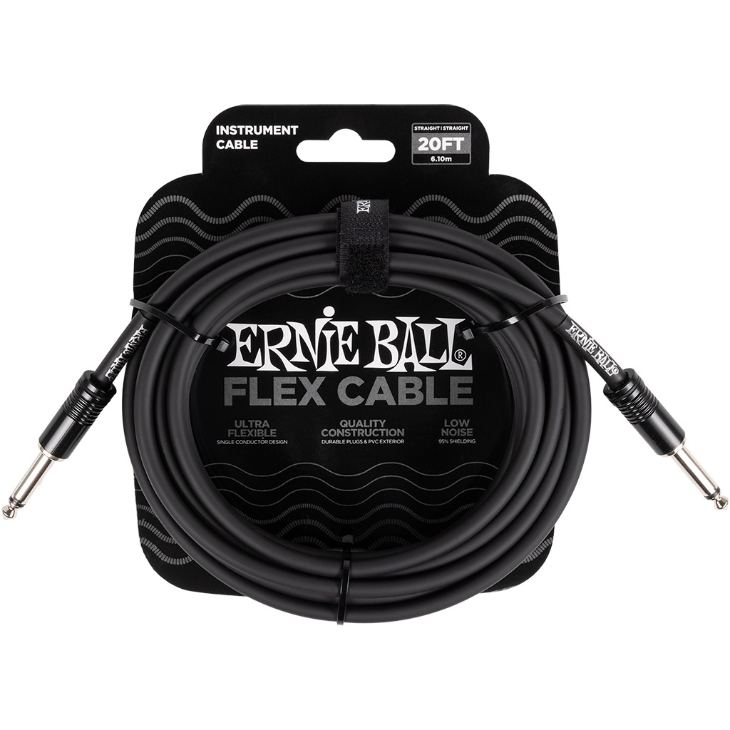 Ernie Ball Flex Instrument Cable Straight/Straight 20ft/6m Black