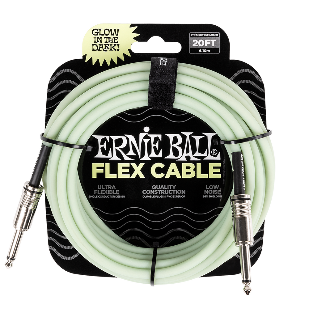 Ernie Ball Flex Instrument Cable Straight/Straight 20ft/6m Glow In The Dark