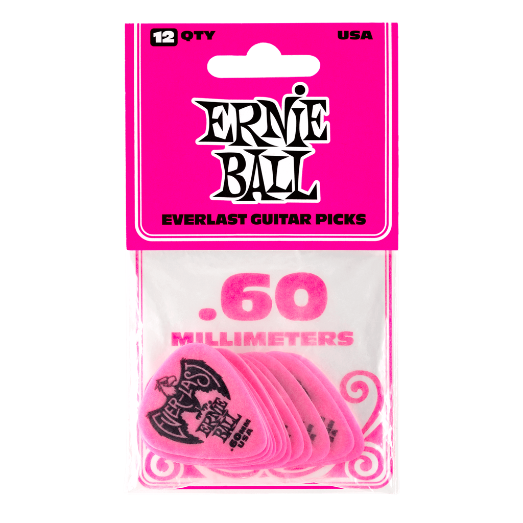 Ernie Ball Everlast Guitar Picks 12 Pack Pink .60mm
