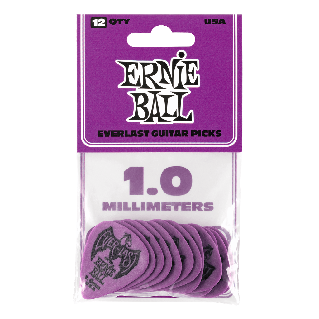 Ernie Ball Everlast Guitar Picks 12 Pack Purple 1.0mm