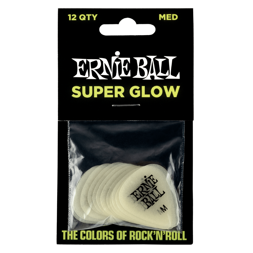 Ernie Ball Super Glow Guitar Picks 12 Pack Medium .72mm