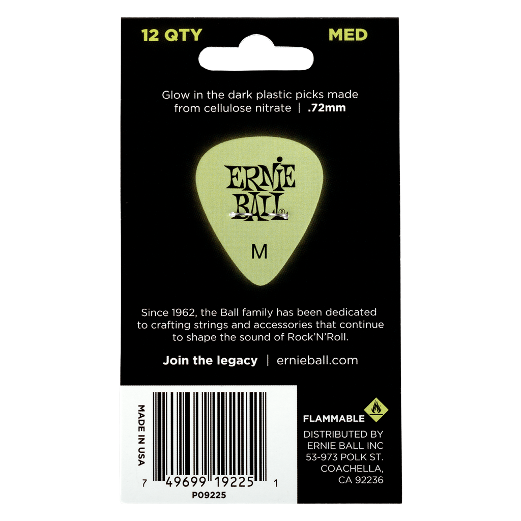 Ernie Ball Super Glow Guitar Picks 12 Pack Medium .72mm