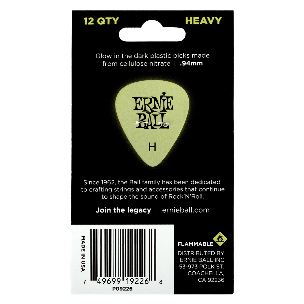 Ernie Ball Super Glow Guitar Picks 12 Pack Heavy .94mm