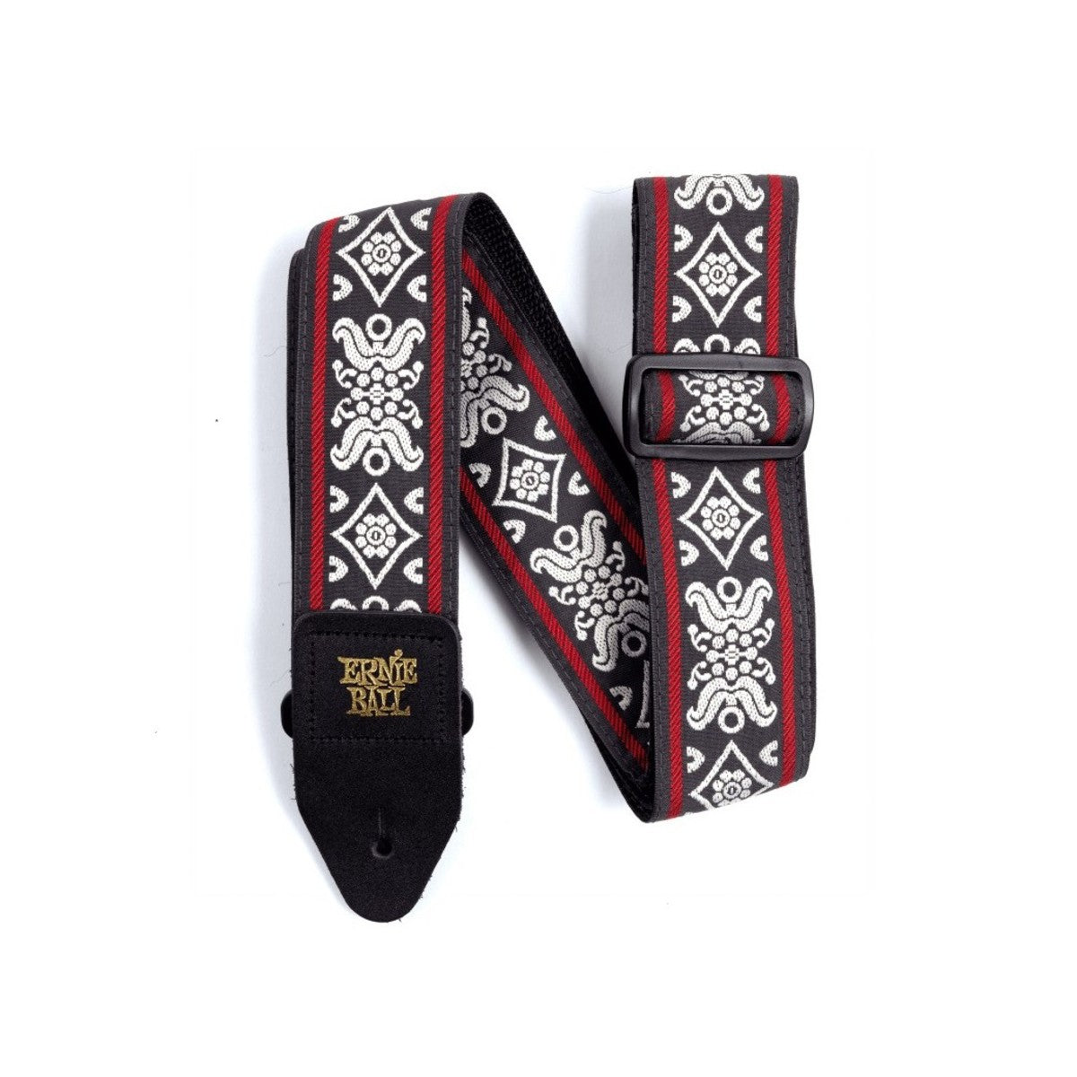 Ernie Ball Jacquard Guitar Strap Black Jack Red