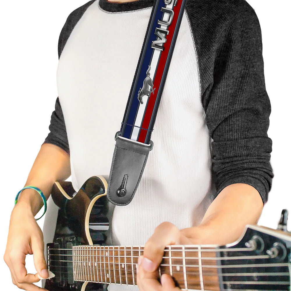 Buckle-Down Guitar Strap Mustang Text - Tri-Bar Stripe