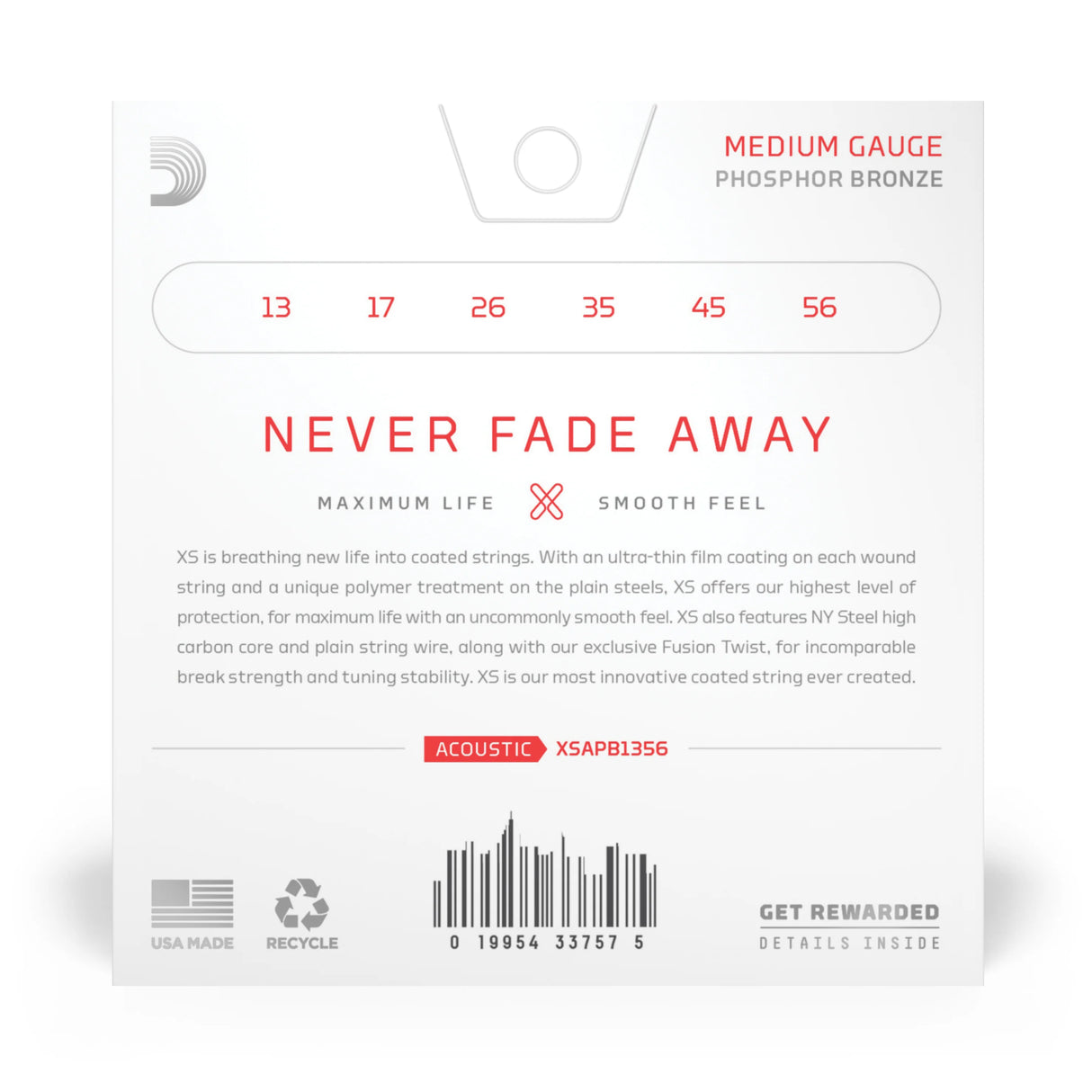 D'Addario XS Phosphor Bronze Acoustic Guitar Strings Medium - Music Vault