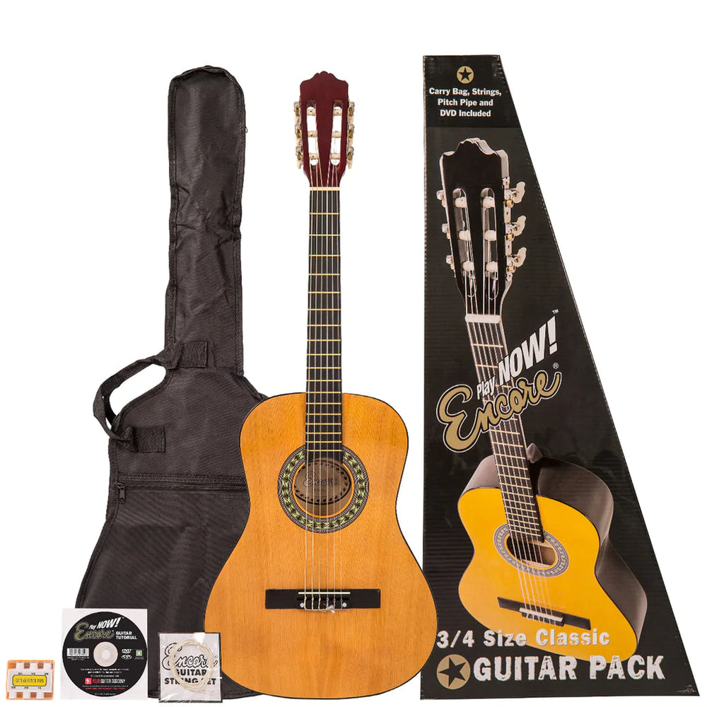 Encore 3/4 Classical Acoustic Guitar Pack Natural - Music Vault