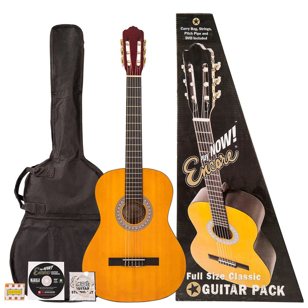 Encore Full Size Classical Acoustic Guitar Pack Natural - Music Vault