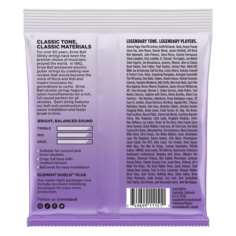 Ernie Ball Concert/Tenor Ball End Ukulele Strings Wound G Black - Music Vault