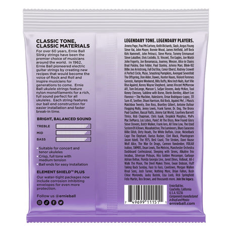 Ernie Ball Concert/Tenor Ball End Ukulele Strings Wound G Black - Music Vault