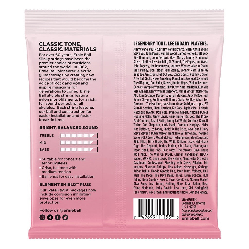Ernie Ball Concert/Tenor Ball End Ukulele Strings Wound G Clear - Music Vault
