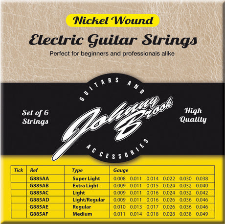 Johnny Brook G885AC Nickel Wound Electric Guitar Strings Light (9-42) - Music Vault