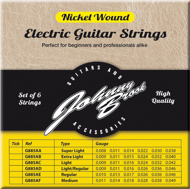 Johnny Brook G885AC Nickel Wound Electric Guitar Strings Light (9-42) - Music Vault