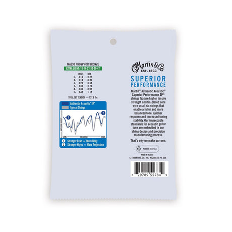 Martin Authentic Acoustic SP Phosphor Bronze Acoustic Guitar Strings Extra Light - Music Vault