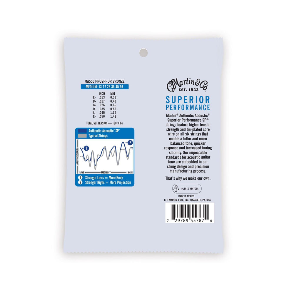 Martin Authentic Acoustic SP Phosphor Bronze Acoustic Guitar Strings Medium - Music Vault