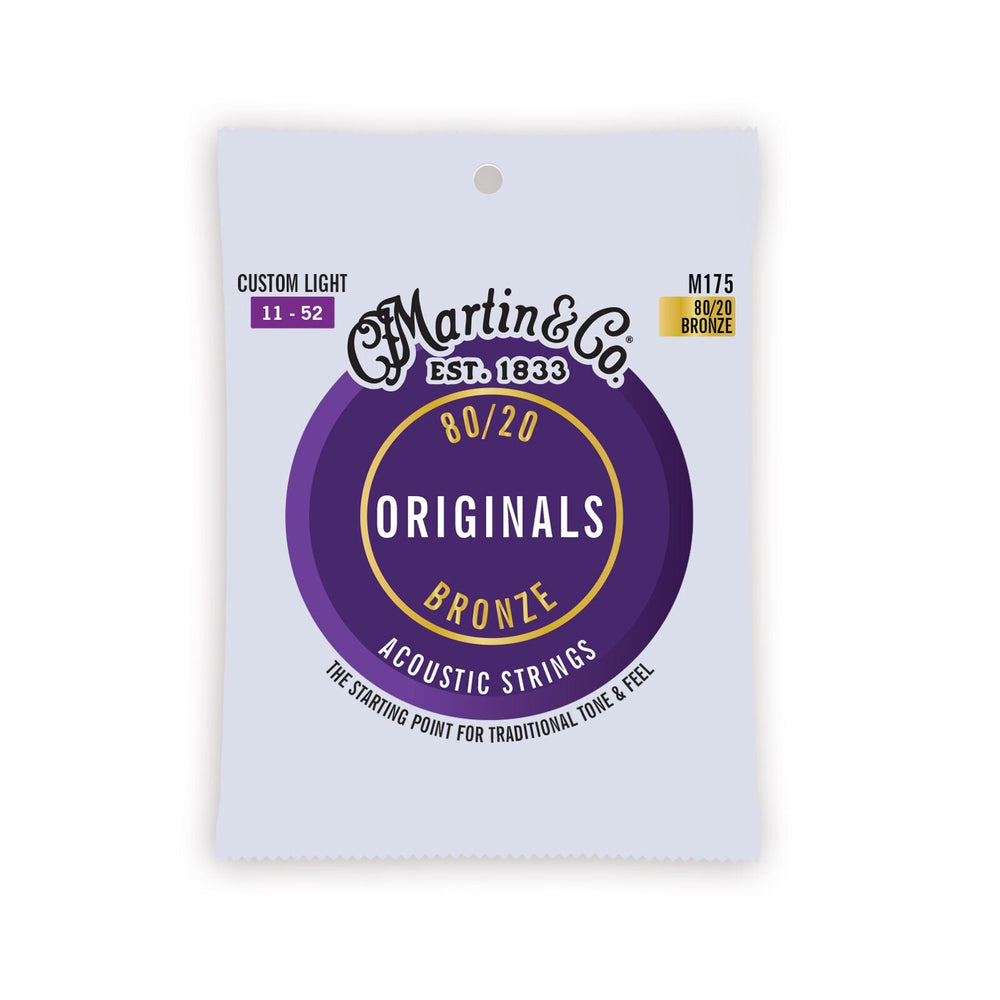 Martin Originals 80/20 Bronze Acoustic Guitar Strings Custom Light - Music Vault