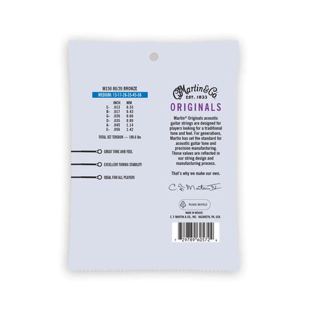 Martin Originals 80/20 Bronze Acoustic Guitar Strings Medium - Music Vault