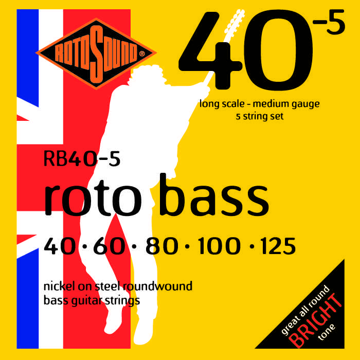 Rotosound Roto Bass 5 String Bass Guitar Strings RB40-5 (40-125) - Music Vault