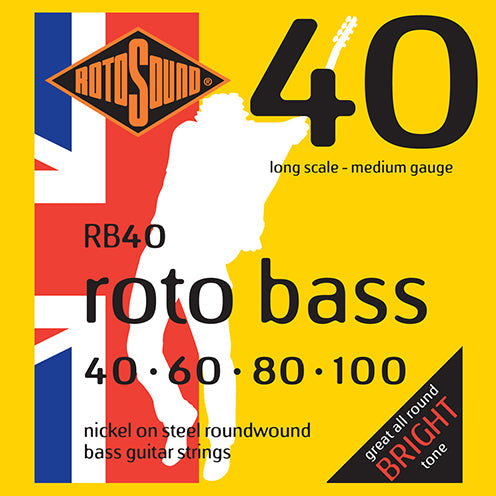 Rotosound Roto Bass Electric Bass Guitar Strings RB40 (40-100) - Music Vault