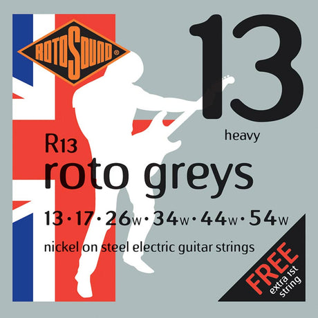 Rotosound Roto Greys Electric Guitar Strings R13 (13-54) - Music Vault