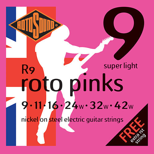 Rotosound Roto Pinks Electric Guitar Strings R9 (9-42) - Music Vault