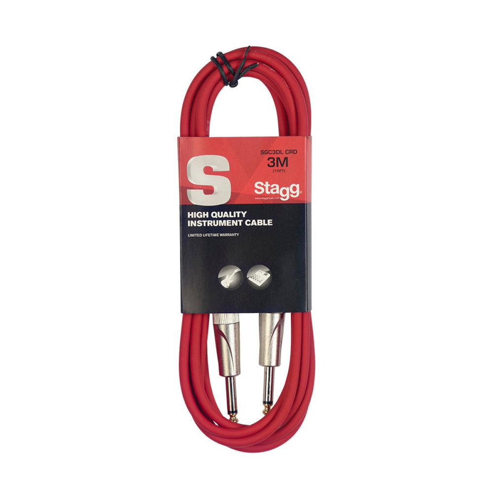 Stagg SGC3DL/CRD Deluxe Instrument Cable Red 3m / 10ft Music Vault