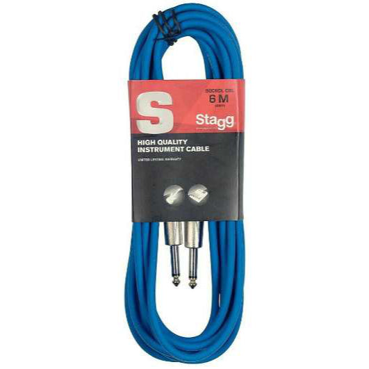 Stagg SGC6DL/CBL Deluxe Instrument Cable Blue 6m / 20ft Music Vault