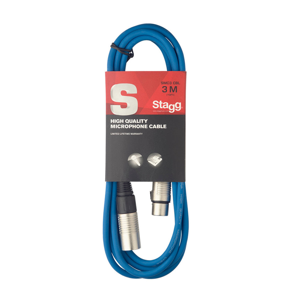Stagg SMC3/CBL Microphone Cable XLR Blue 3m / 10ft Music Vault