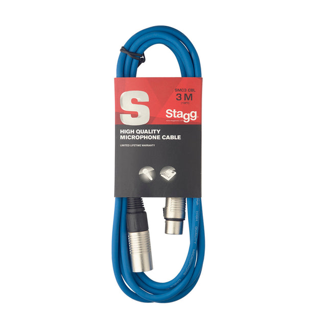 Stagg SMC3/CBL Microphone Cable XLR Blue 3m / 10ft Music Vault