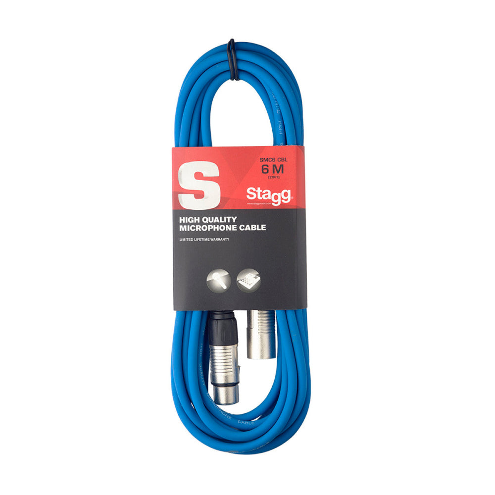 Stagg SMC6/CBL Microphone Cable XLR Blue 6m / 20ft Music Vault