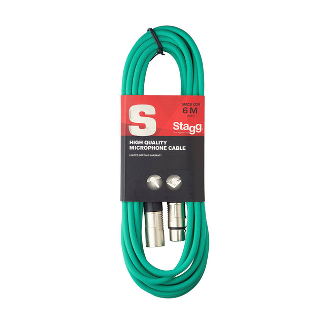 Stagg SMC6/CGR Microphone Cable XLR Green 6m / 20ft Music Vault