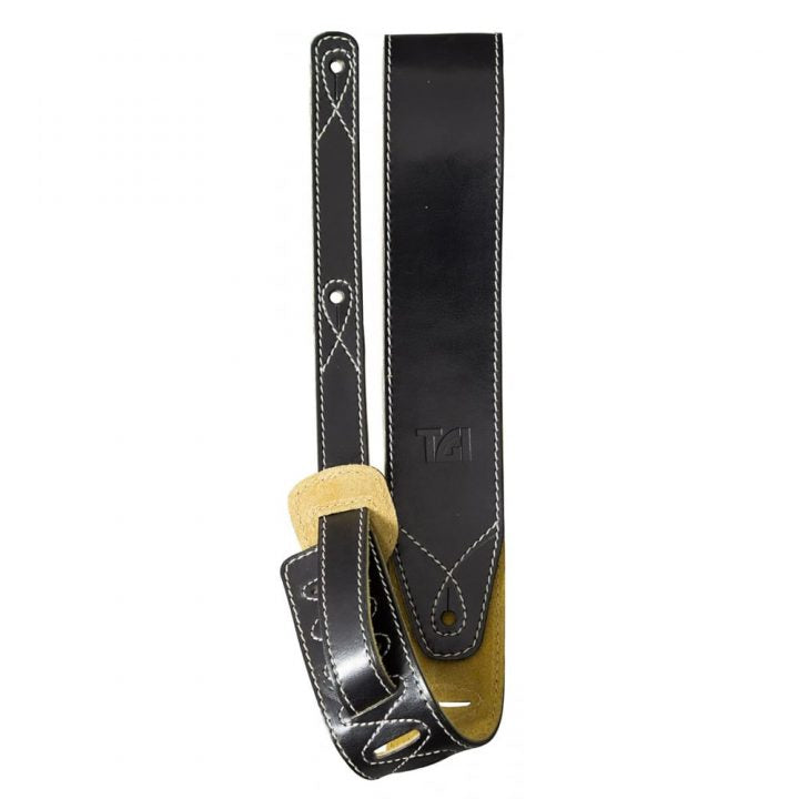TGI Guitar Strap Black Leather With Suede Back - Music Vault