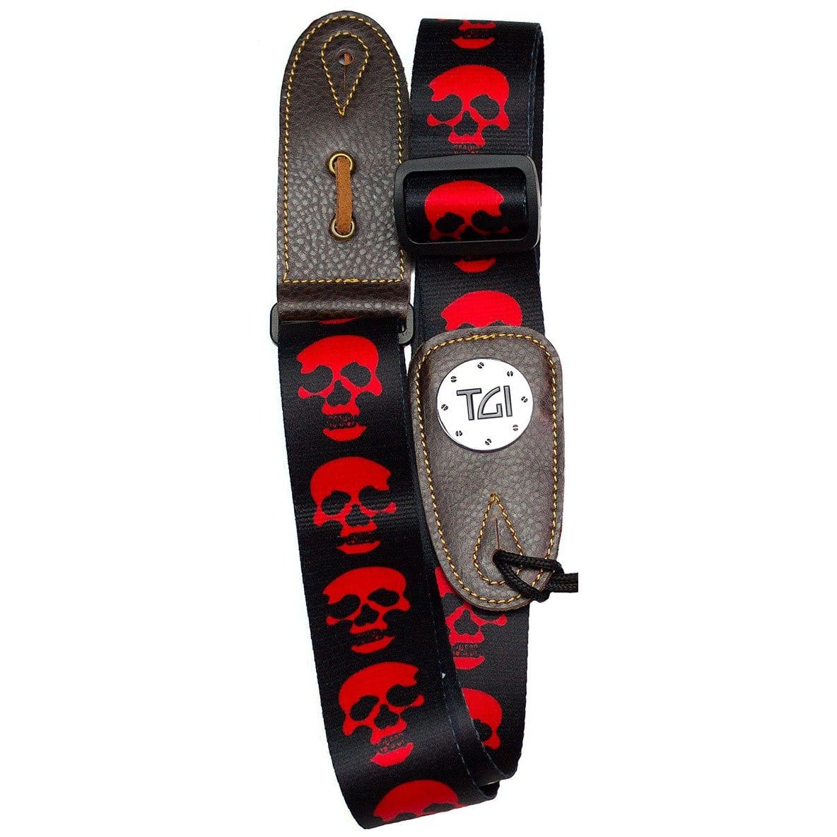 TGI Guitar Strap Skull Black & Red - Music Vault