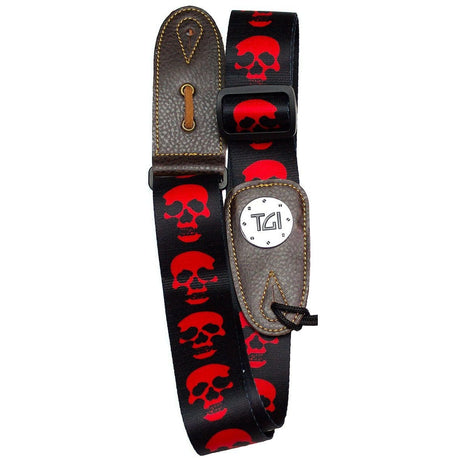 TGI Guitar Strap Skull Black & Red - Music Vault