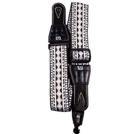 TGI Guitar Strap Woven Cotton Aztec Stitch Black & White - Music Vault
