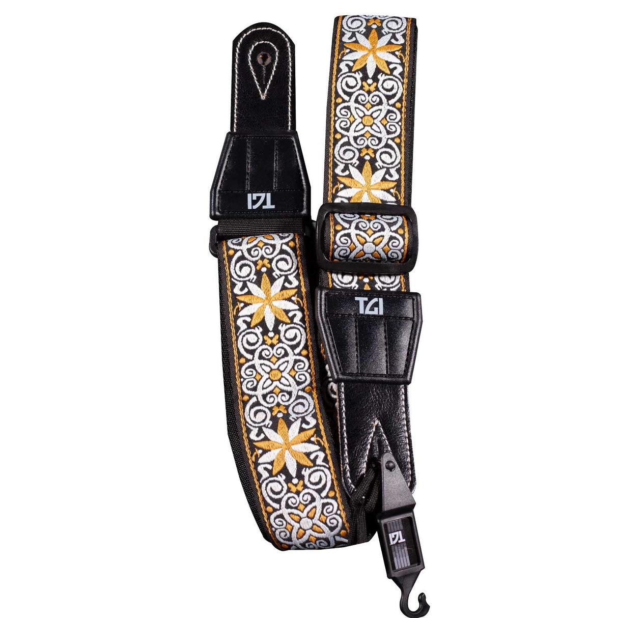 TGI Guitar Strap Woven Cotton Persian Stitch Gold - Music Vault