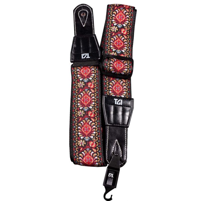 TGI Guitar Strap Woven Cotton Persian Stitch Red - Music Vault