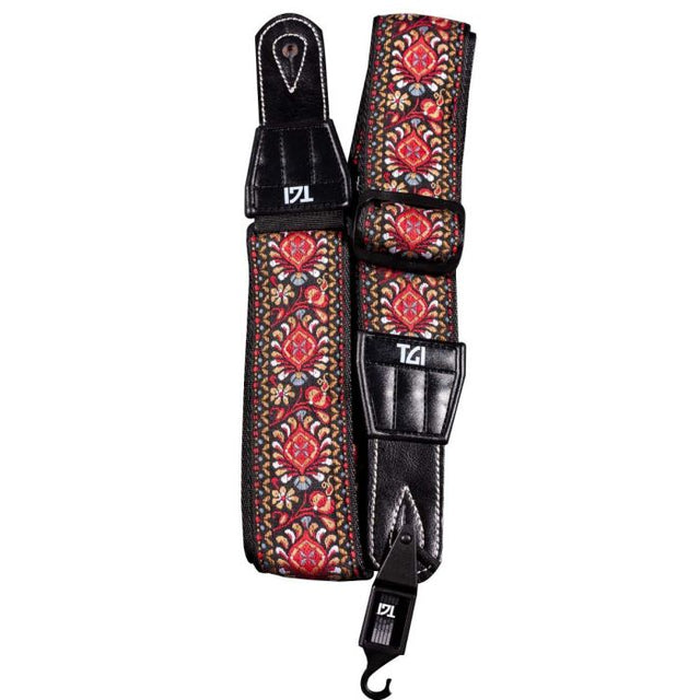 TGI Guitar Strap Woven Cotton Persian Stitch Red - Music Vault