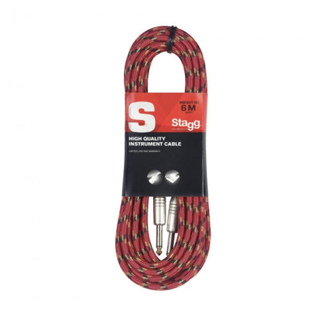 Stagg SGC6VT/RD Vintage Tweed Instrument Cable Red 6m / 20ft - Music Vault